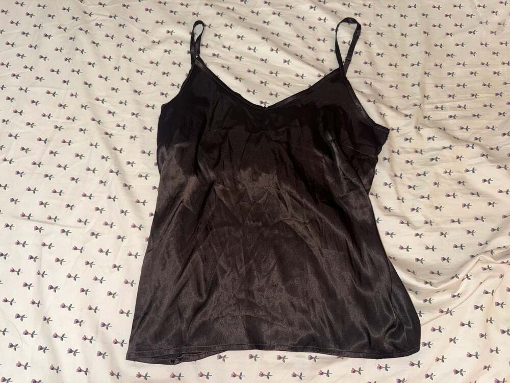 Black Satin Camisole Slip Tank Top